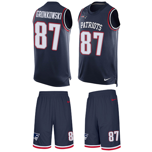 Men's Limited Rob Gronkowski Nike Jersey Navy Blue - #87 Tank Top Suit NFL New England Patriots